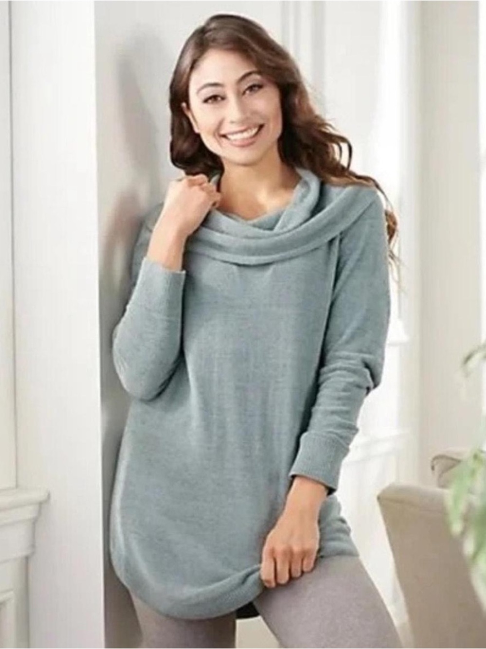 Barefoot Dreams Cozy Cowl Neck Women's Sweater - Light Teal NWT G000